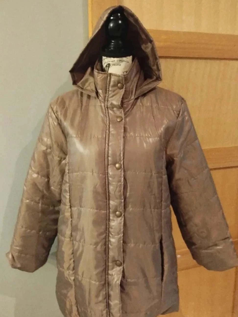 Parka acolchoada forrada de cetim marrom, Nathalie Anderson, T42/44 – photo 2